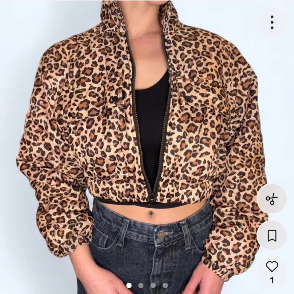 Zara Leopard Print Cropped Puffer Medium - Picture 2 of 5